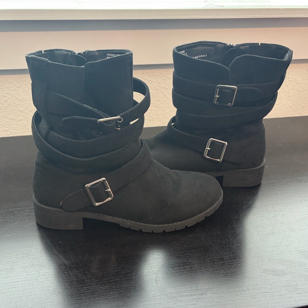 Comfortview The Madi Boot featuring a suede-like upper and strap details.